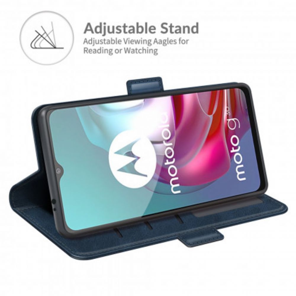 Leren Hoesje voor Moto G10 / G30 Folio-hoesje Dubbele Klep