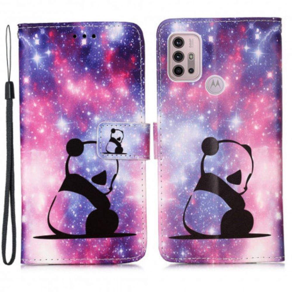 Leren Hoesje voor Moto G10 / G30 Panda Galaxy