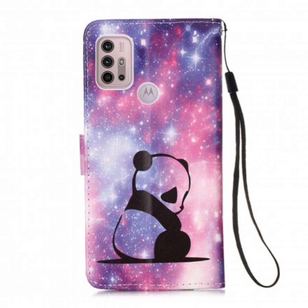 Leren Hoesje voor Moto G10 / G30 Panda Galaxy