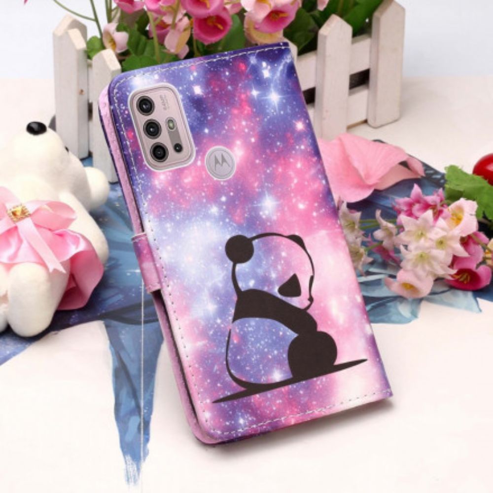 Leren Hoesje voor Moto G10 / G30 Panda Galaxy