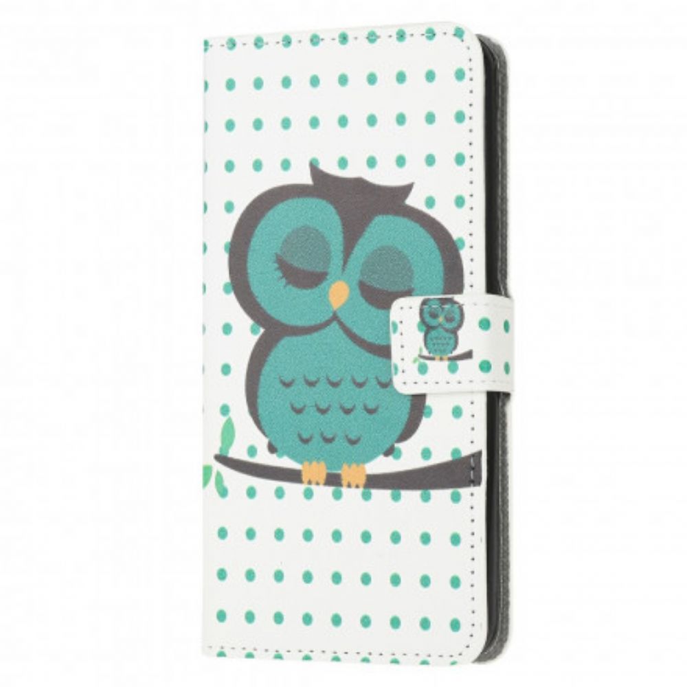 Leren Hoesje voor Moto G10 / G30 Slapende Uil