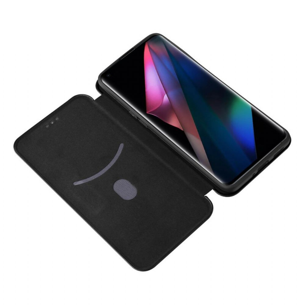 Bescherming Hoesje voor Oppo Find X3 / X3 Pro Folio-hoesje Gekleurde Carbon Silicone