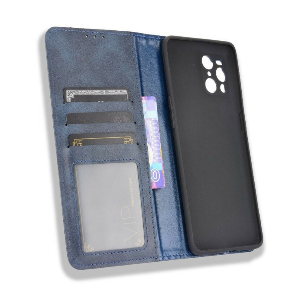 Bescherming Hoesje voor Oppo Find X3 / X3 Pro Folio-hoesje Gestyled Vintage Leereffect