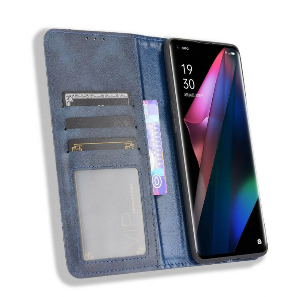 Bescherming Hoesje voor Oppo Find X3 / X3 Pro Folio-hoesje Gestyled Vintage Leereffect