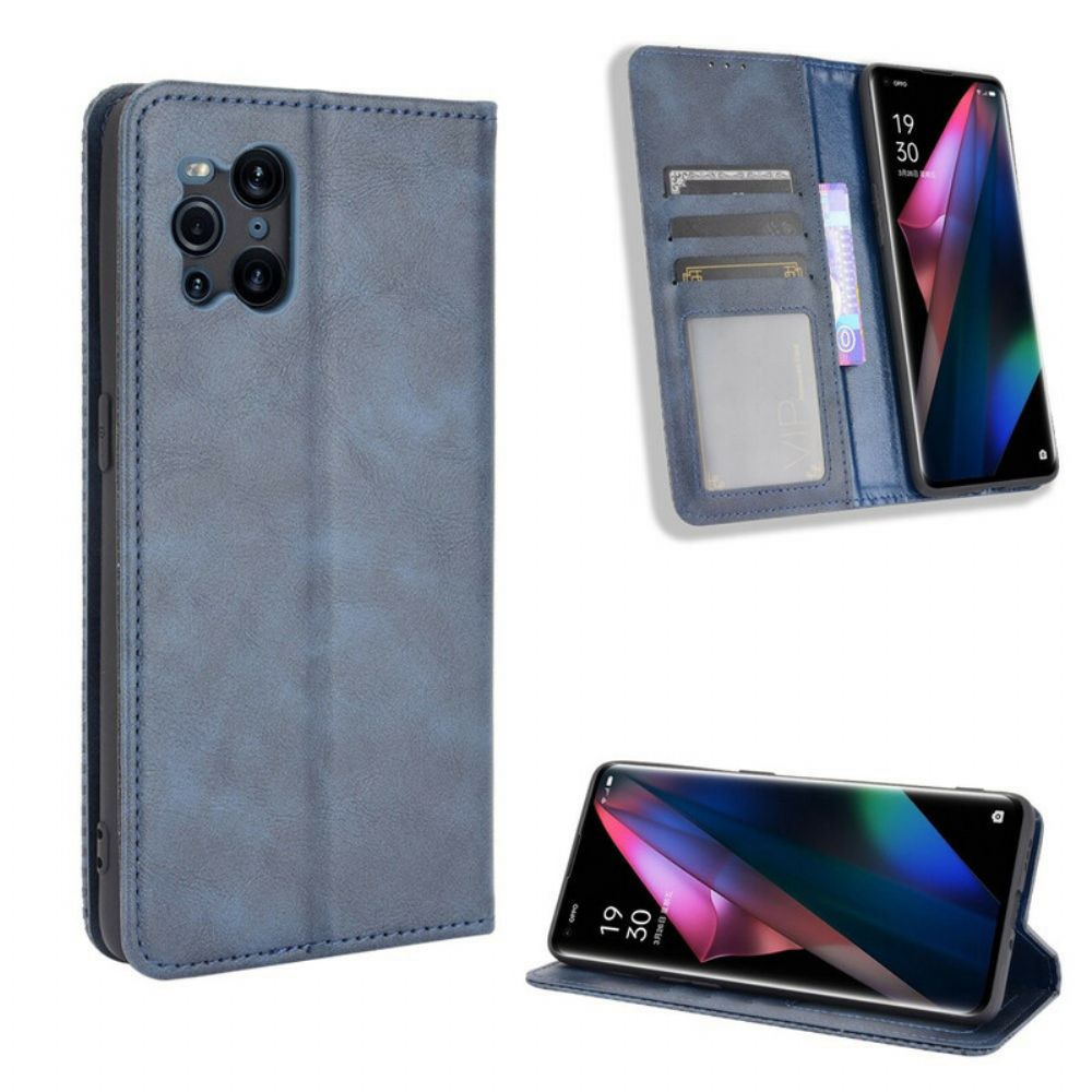 Bescherming Hoesje voor Oppo Find X3 / X3 Pro Folio-hoesje Gestyled Vintage Leereffect