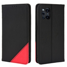 Bescherming Hoesje voor Oppo Find X3 / X3 Pro Folio-hoesje Slant Bicolor Imitatieleer