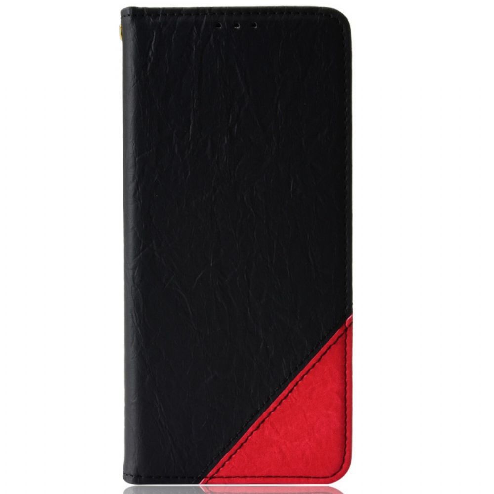 Bescherming Hoesje voor Oppo Find X3 / X3 Pro Folio-hoesje Slant Bicolor Imitatieleer