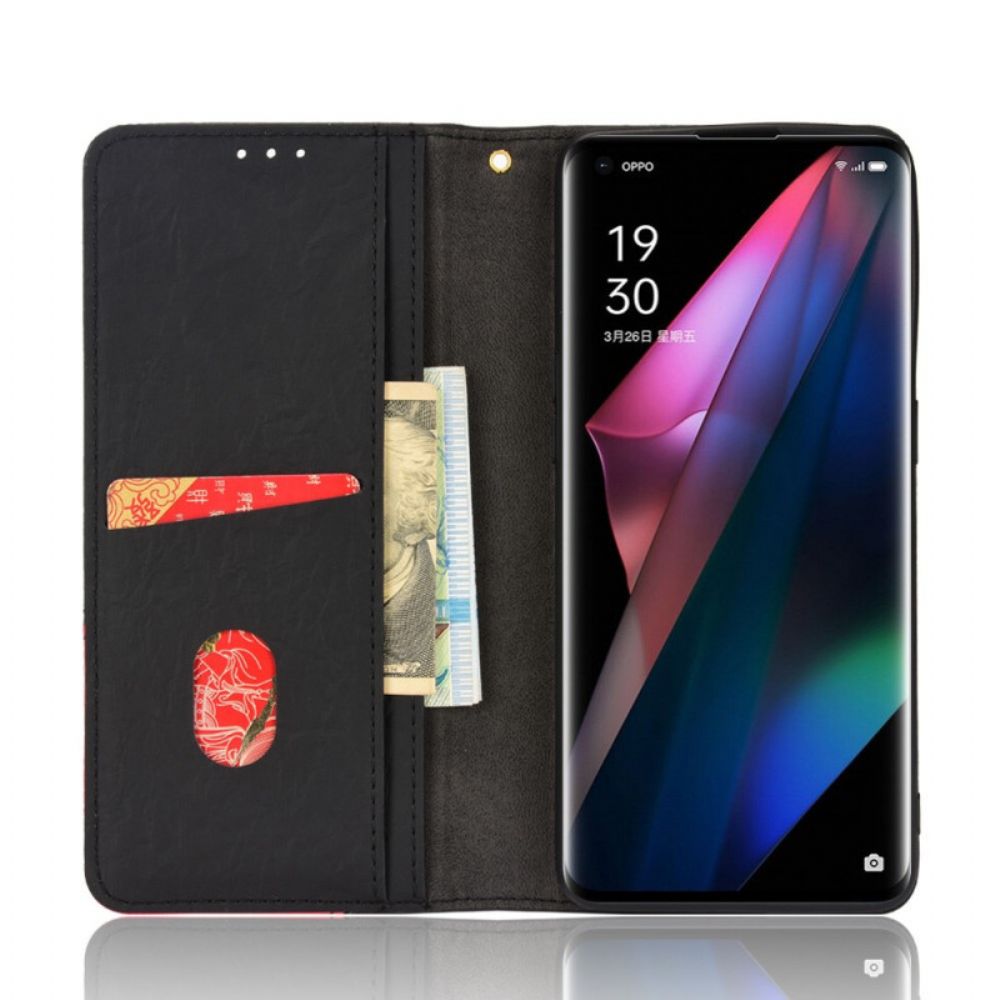 Bescherming Hoesje voor Oppo Find X3 / X3 Pro Folio-hoesje Slant Bicolor Imitatieleer