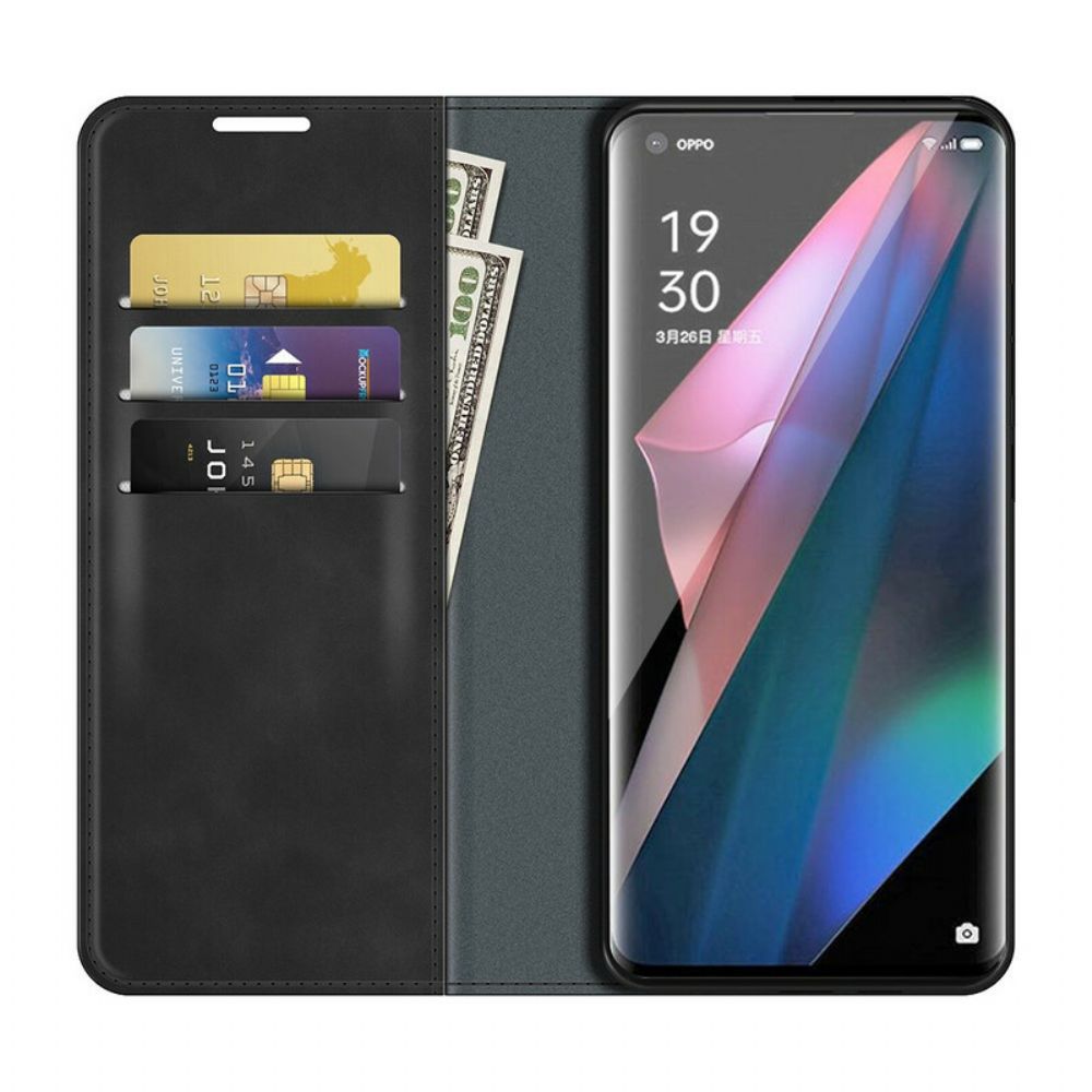 Bescherming Hoesje voor Oppo Find X3 / X3 Pro Folio-hoesje Zacht Leereffect