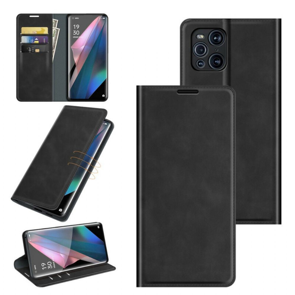 Bescherming Hoesje voor Oppo Find X3 / X3 Pro Folio-hoesje Zacht Leereffect