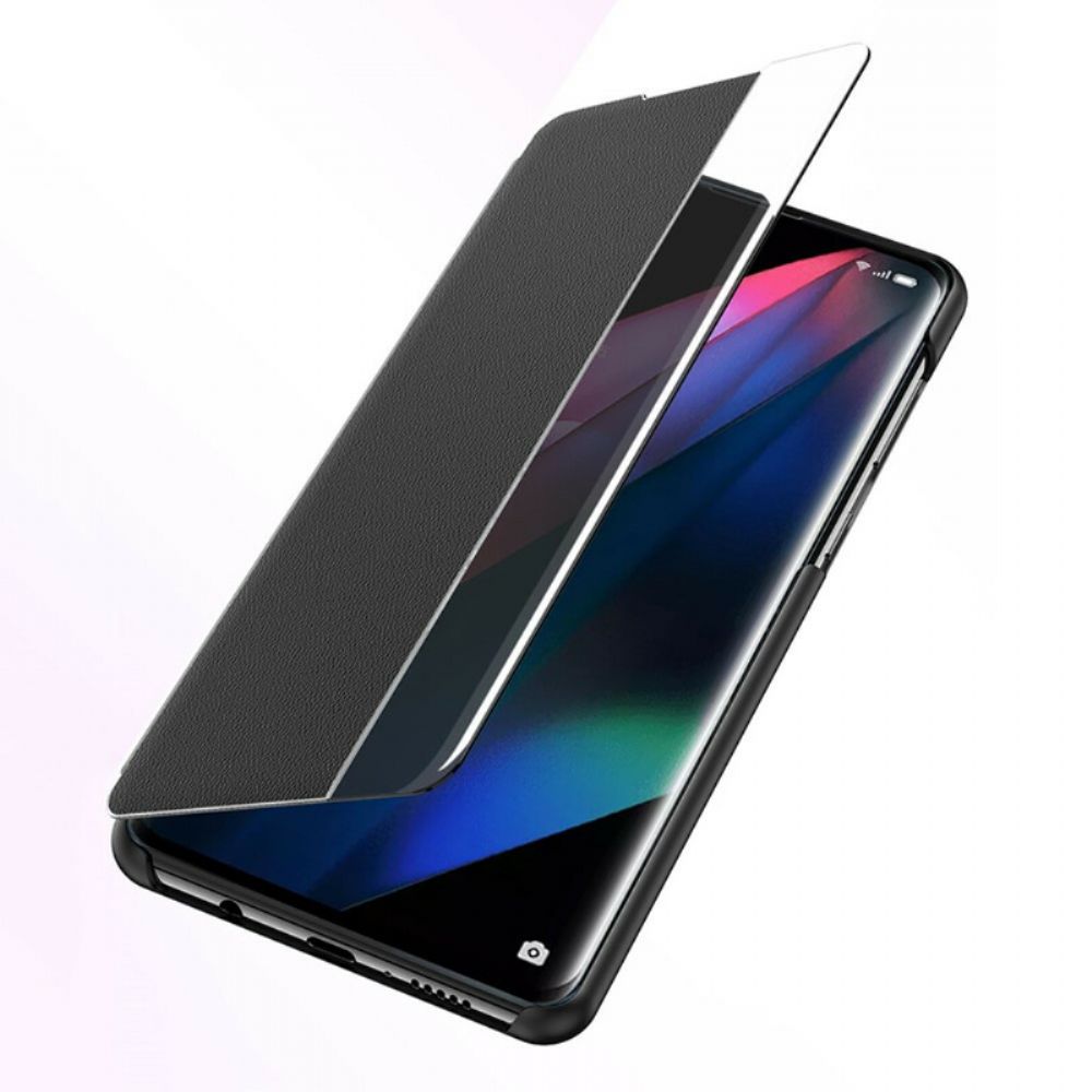 Bescherming Hoesje voor Oppo Find X3 / X3 Pro Getextureerd Kunstleer