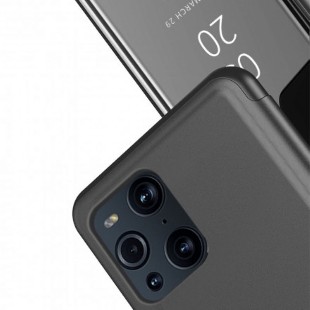 Bescherming Hoesje voor Oppo Find X3 / X3 Pro Spiegel En Kunstleer