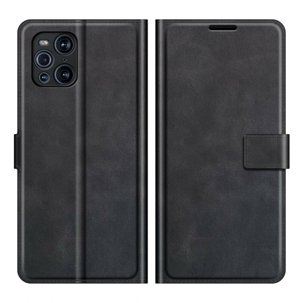 Folio-hoesje voor Oppo Find X3 / X3 Pro Extreem Slank Leereffect