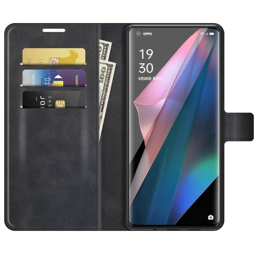 Folio-hoesje voor Oppo Find X3 / X3 Pro Extreem Slank Leereffect