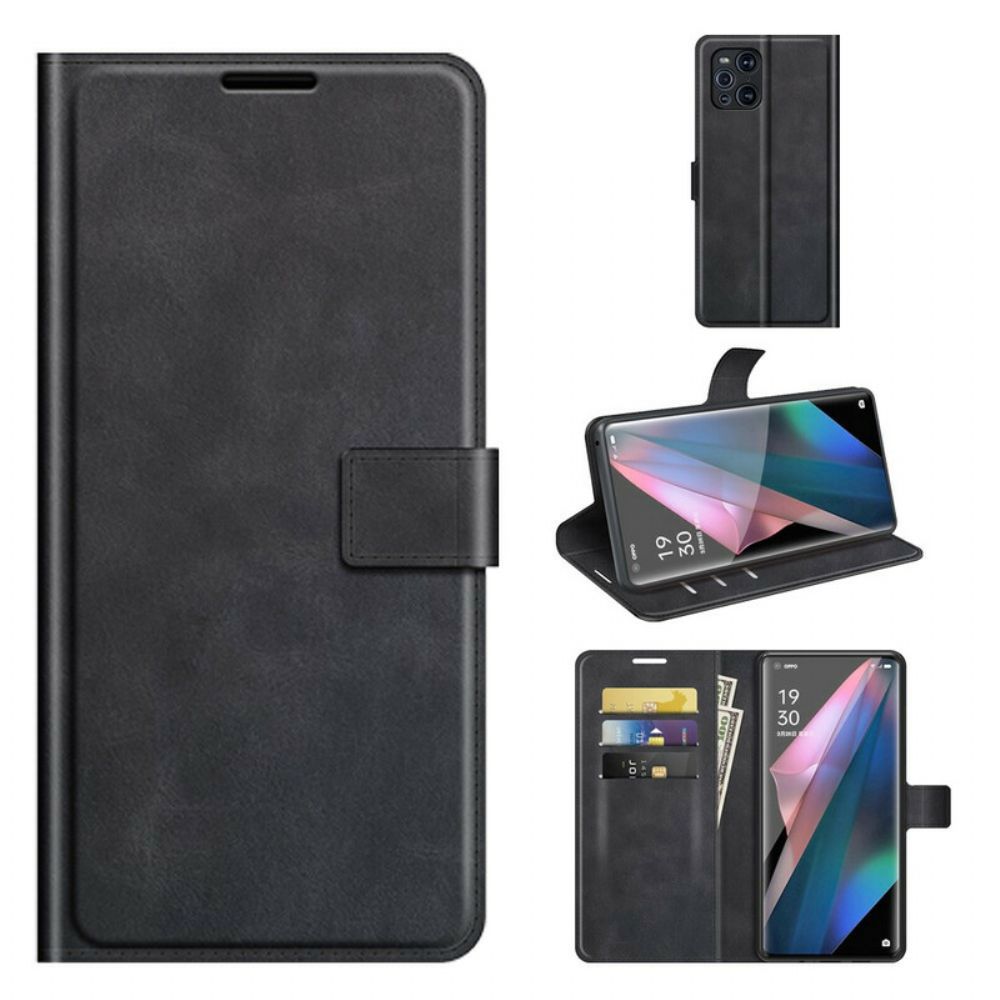 Folio-hoesje voor Oppo Find X3 / X3 Pro Extreem Slank Leereffect