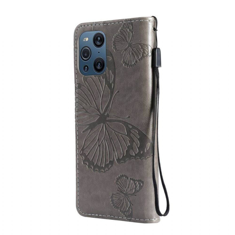 Folio-hoesje voor Oppo Find X3 / X3 Pro Flip Case Vlinders En Schuine Klep