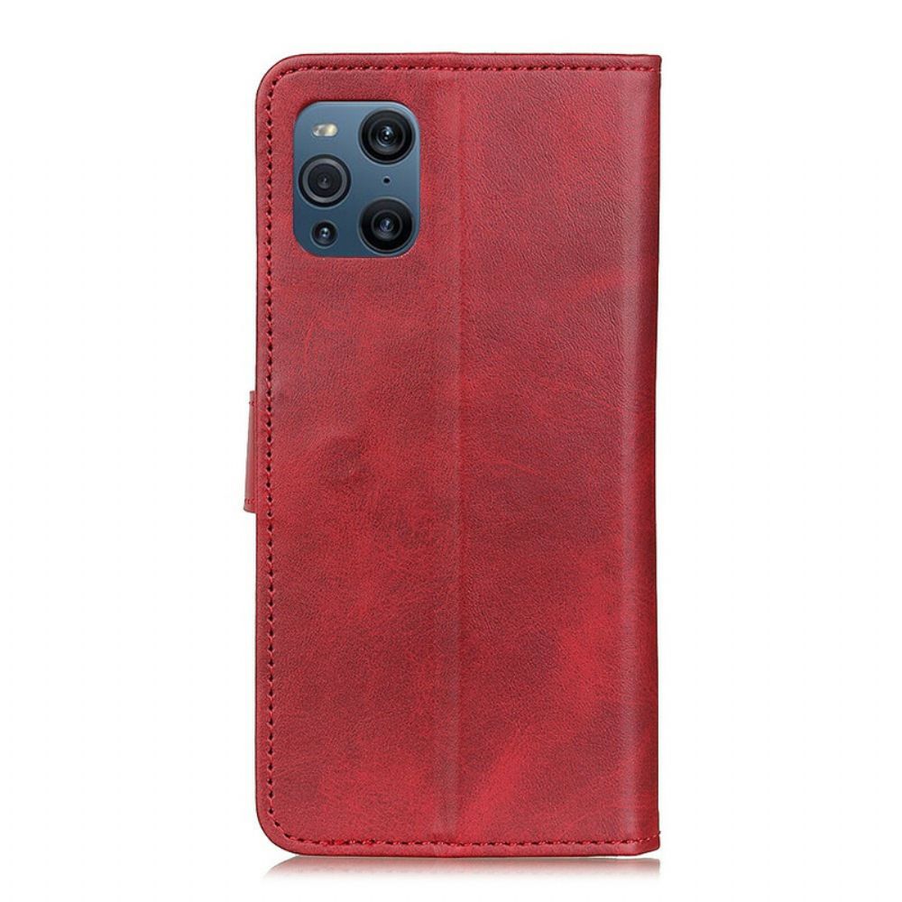 Folio-hoesje voor Oppo Find X3 / X3 Pro Mat Vintage Leereffect