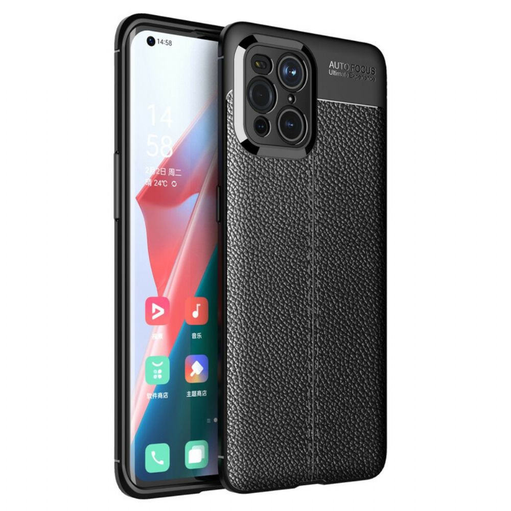 Hoesje voor Oppo Find X3 / X3 Pro Dubbele Lijn Litchi Leder Effect