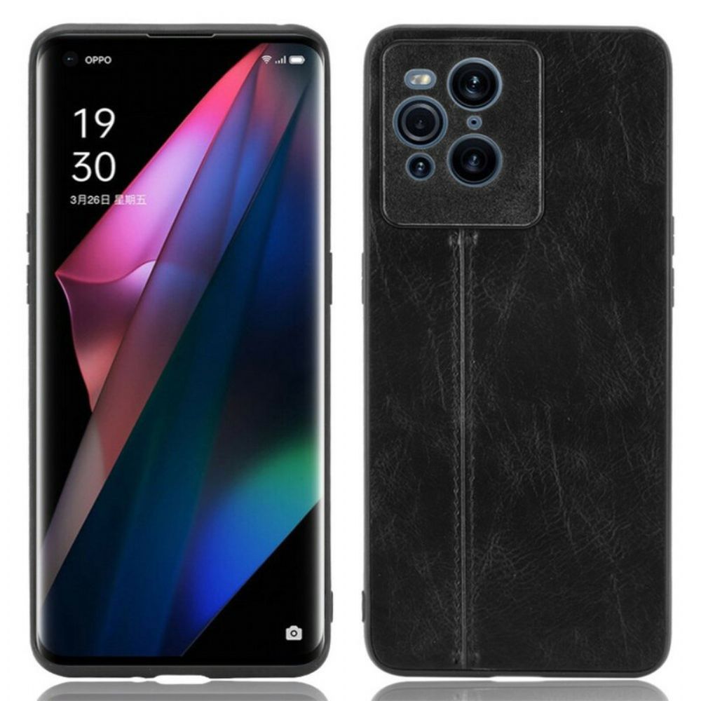 Hoesje voor Oppo Find X3 / X3 Pro Naad Leereffect