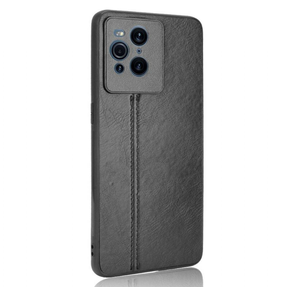 Hoesje voor Oppo Find X3 / X3 Pro Naad Leereffect