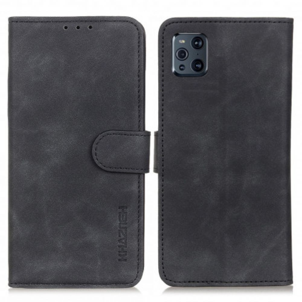 Leren Hoesje voor Oppo Find X3 / X3 Pro Mat Vintage Leereffect Khazneh