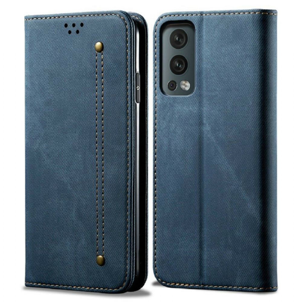 Bescherming Hoesje voor OnePlus Nord 2 5G Folio-hoesje Imitatieleer Jeanstextuur