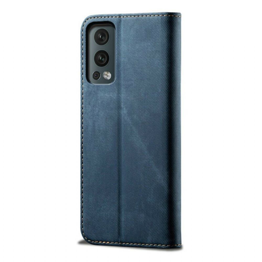 Bescherming Hoesje voor OnePlus Nord 2 5G Folio-hoesje Imitatieleer Jeanstextuur