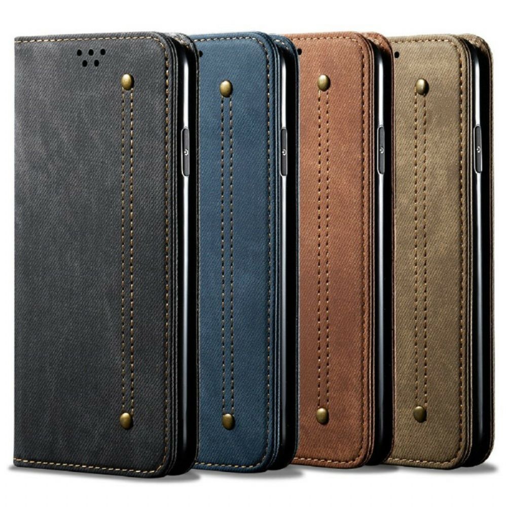 Bescherming Hoesje voor OnePlus Nord 2 5G Folio-hoesje Imitatieleer Jeanstextuur