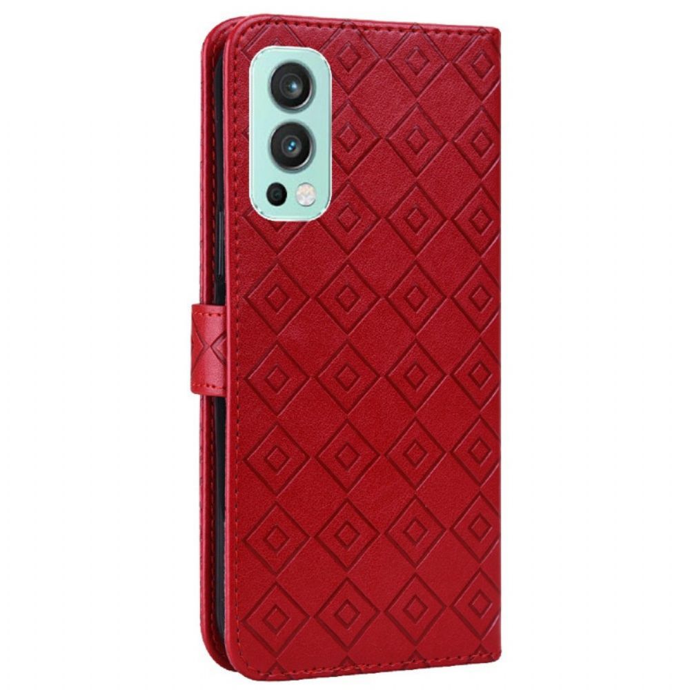 Flip Case voor OnePlus Nord 2 5G Kunstleer Patroon Ruiten