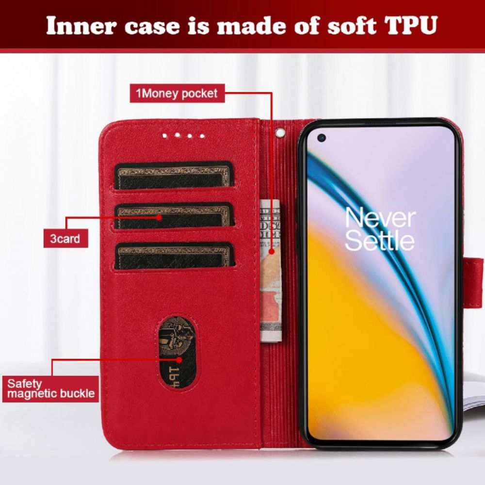 Flip Case voor OnePlus Nord 2 5G Kunstleer Patroon Ruiten