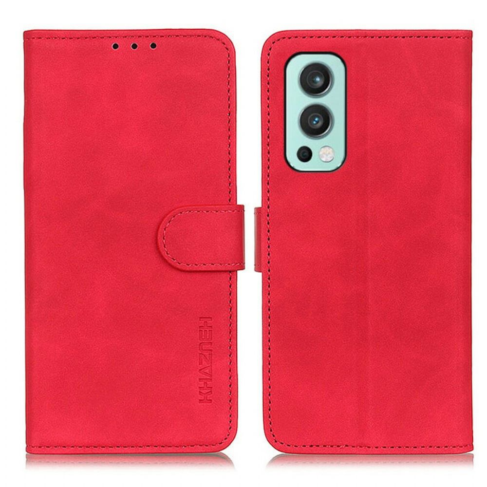 Flip Case voor OnePlus Nord 2 5G Mat Vintage Leereffect Khazneh