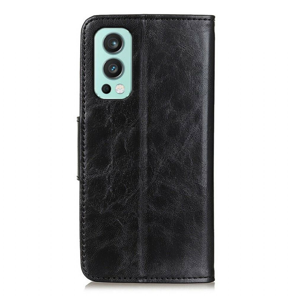 Folio-hoesje voor OnePlus Nord 2 5G Flip Case Getextureerde Magnetische Klep