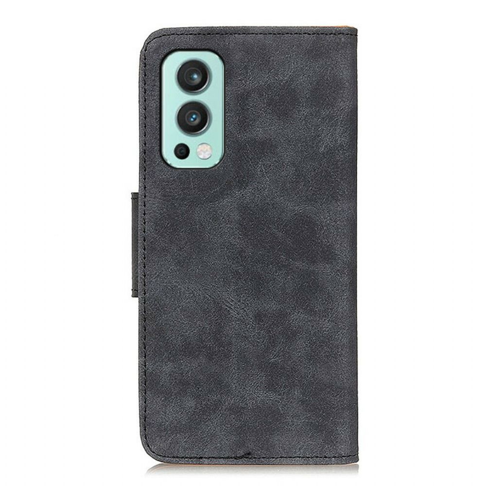 Folio-hoesje voor OnePlus Nord 2 5G Flip Case Vintage Dubbelzijdige Magnetische Klep