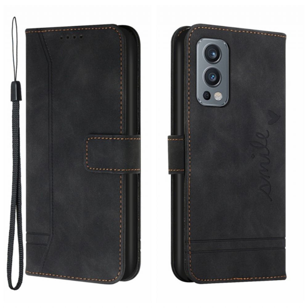 Folio-hoesje voor OnePlus Nord 2 5G Glimlach Met Lanyard