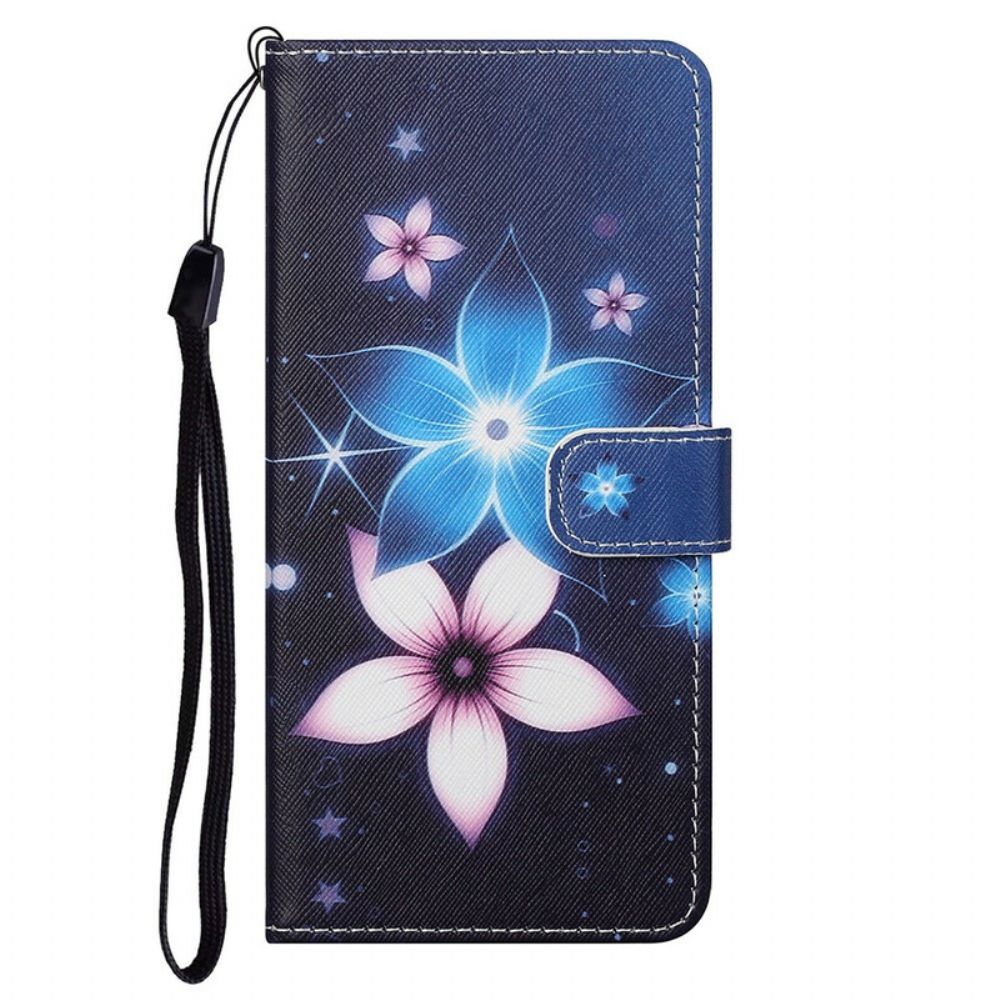 Folio-hoesje voor OnePlus Nord 2 5G Met Ketting Maanband Bloemen