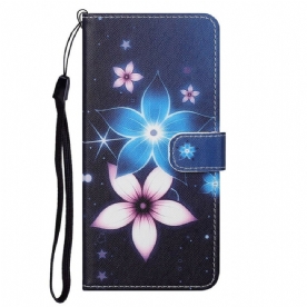 Folio-hoesje voor OnePlus Nord 2 5G Met Ketting Maanband Bloemen