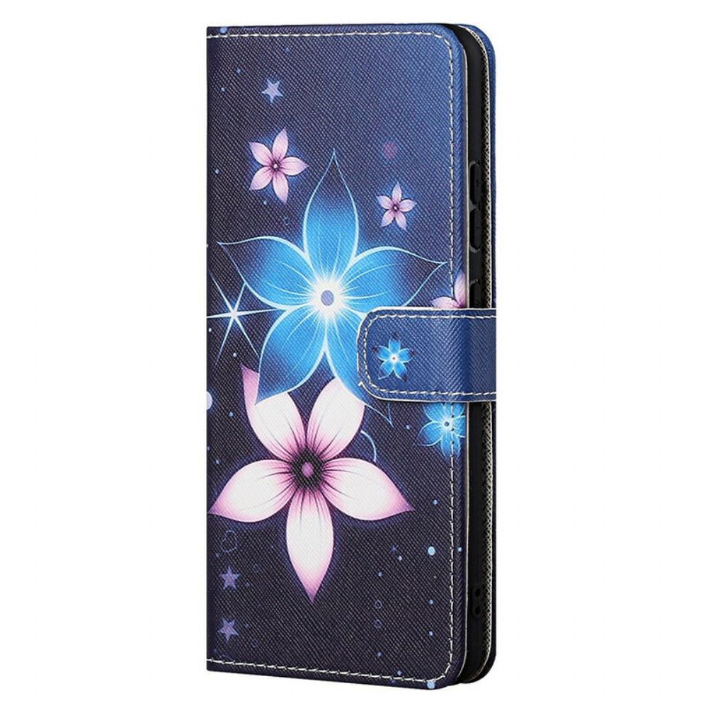 Folio-hoesje voor OnePlus Nord 2 5G Met Ketting Maanband Bloemen