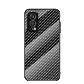 Hoesje voor OnePlus Nord 2 5G Koolstofvezel Gehard Glas