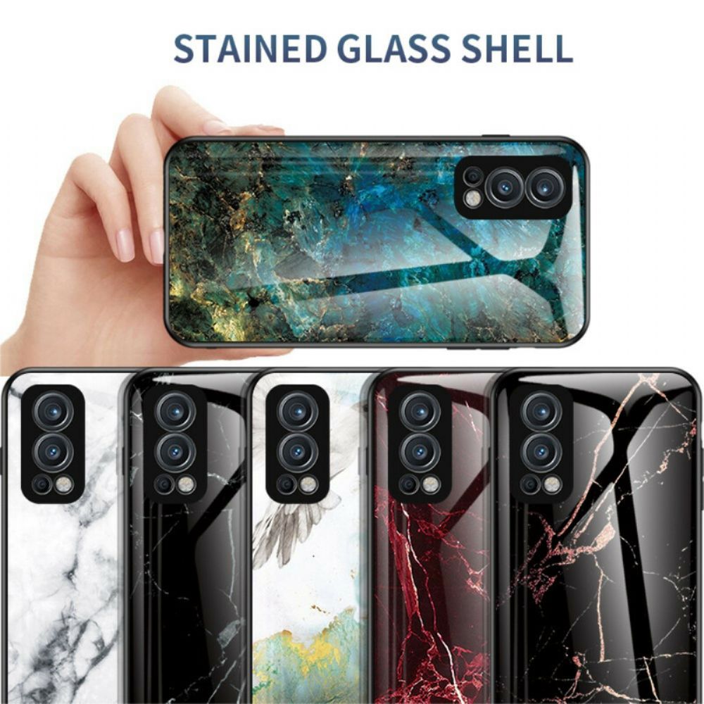 Hoesje voor OnePlus Nord 2 5G Marmer Kleuren Gehard Glas