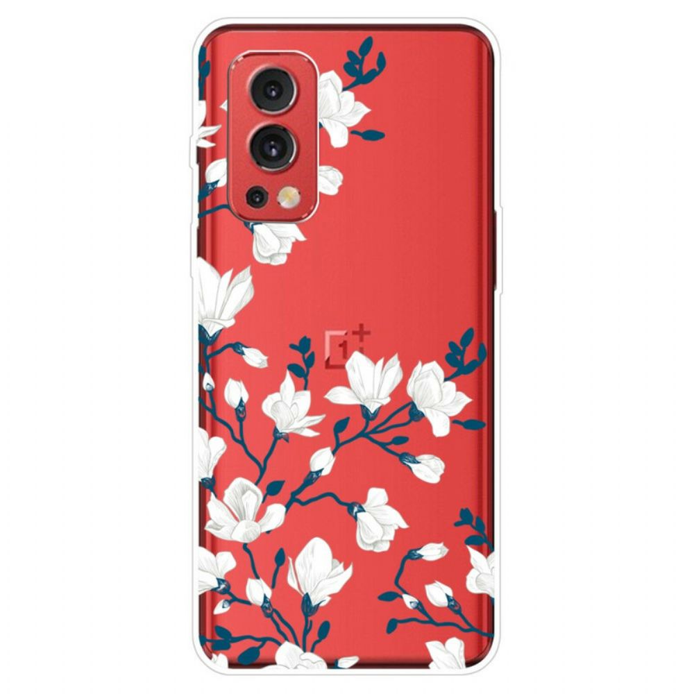 Hoesje voor OnePlus Nord 2 5G Witte Bloemen