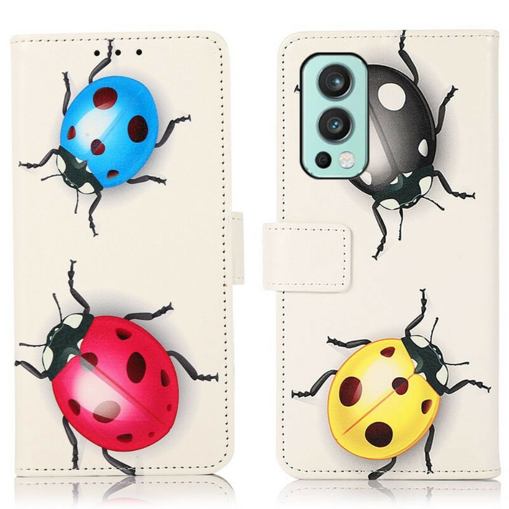 Leren Hoesje voor OnePlus Nord 2 5G Lieveheersbeestjes