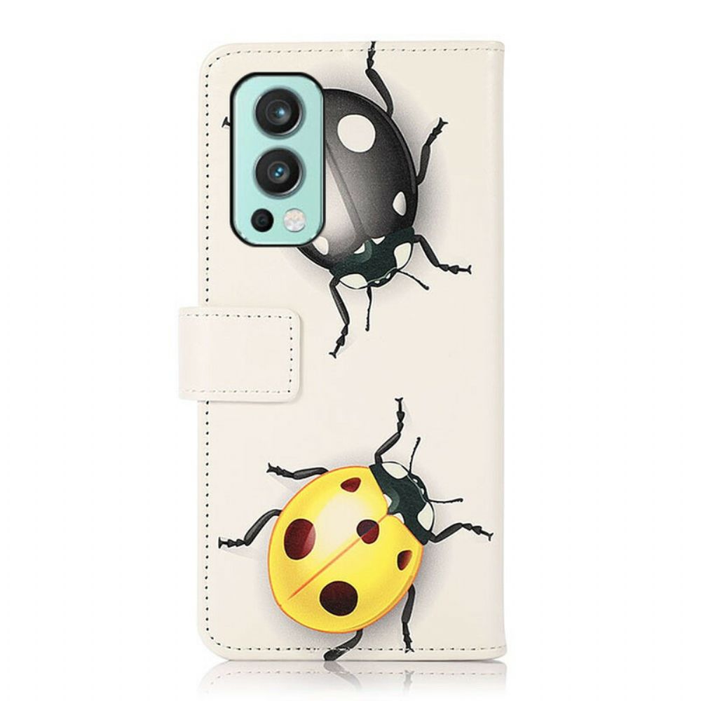 Leren Hoesje voor OnePlus Nord 2 5G Lieveheersbeestjes