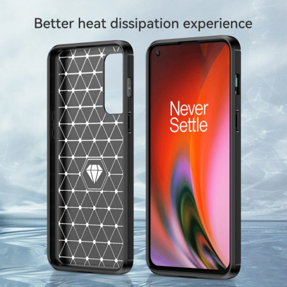 Telefoonhoesje voor OnePlus Nord 2 5G Geborstelde Koolstofvezel