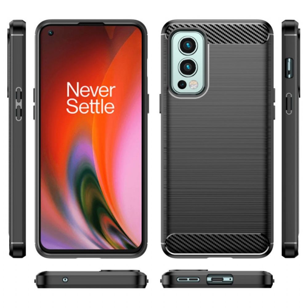 Telefoonhoesje voor OnePlus Nord 2 5G Geborstelde Koolstofvezel