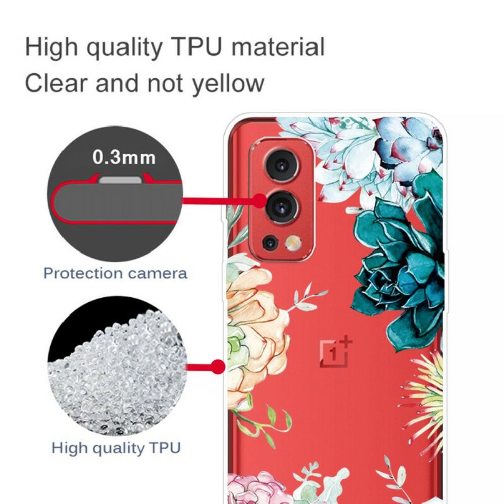 Telefoonhoesje voor OnePlus Nord 2 5G Naadloze Aquarelbloemen