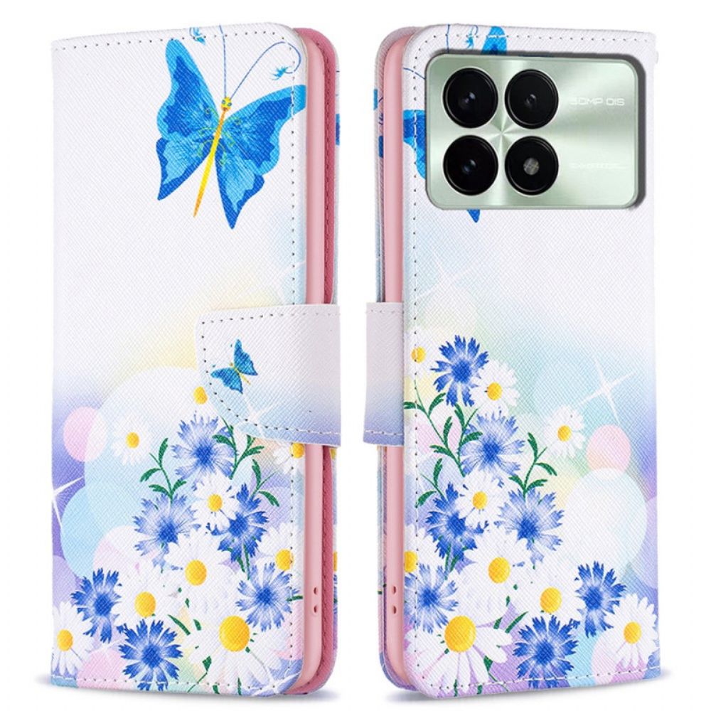 Folio-hoesje Poco X6 Pro 5g Telefoonhoesje Vlinder En Bloemen