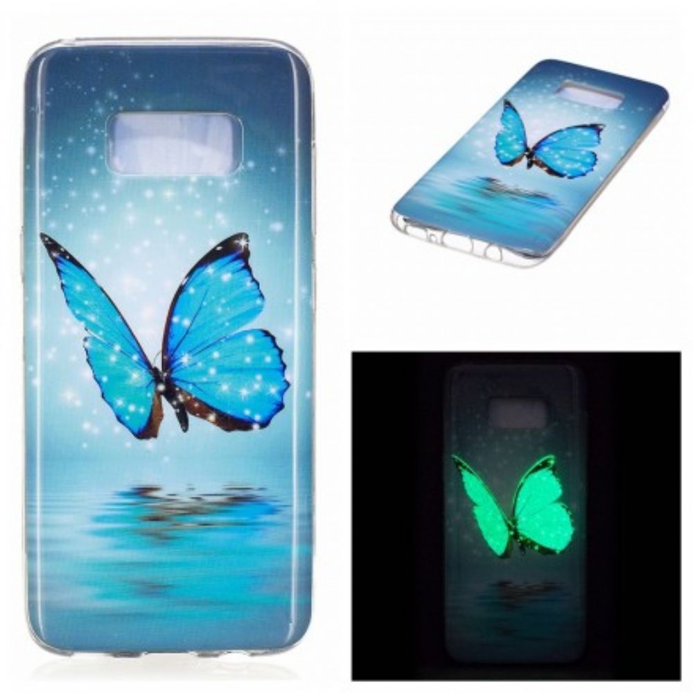 Hoesje voor Samsung Galaxy S8 Fluorescerende Blauwe Vlinder