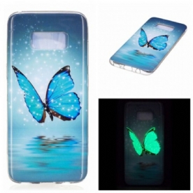 Hoesje voor Samsung Galaxy S8 Fluorescerende Blauwe Vlinder