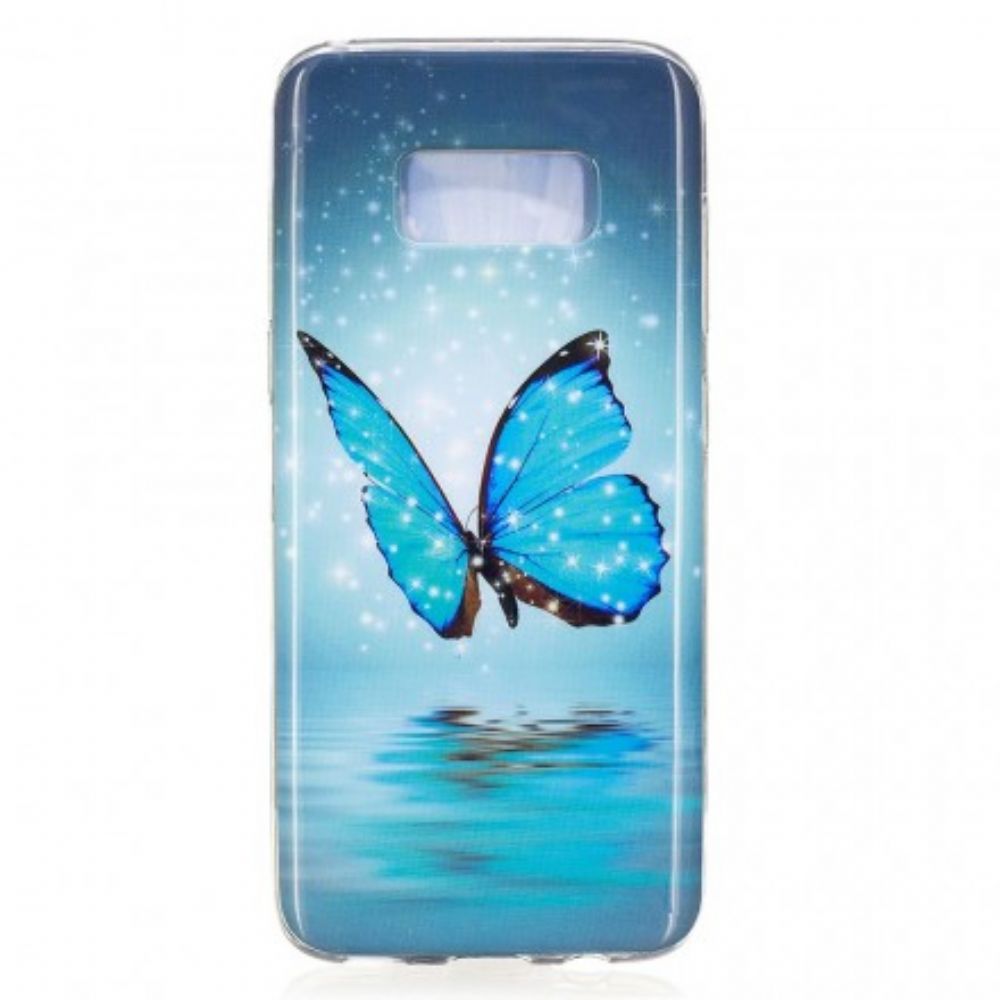 Hoesje voor Samsung Galaxy S8 Fluorescerende Blauwe Vlinder