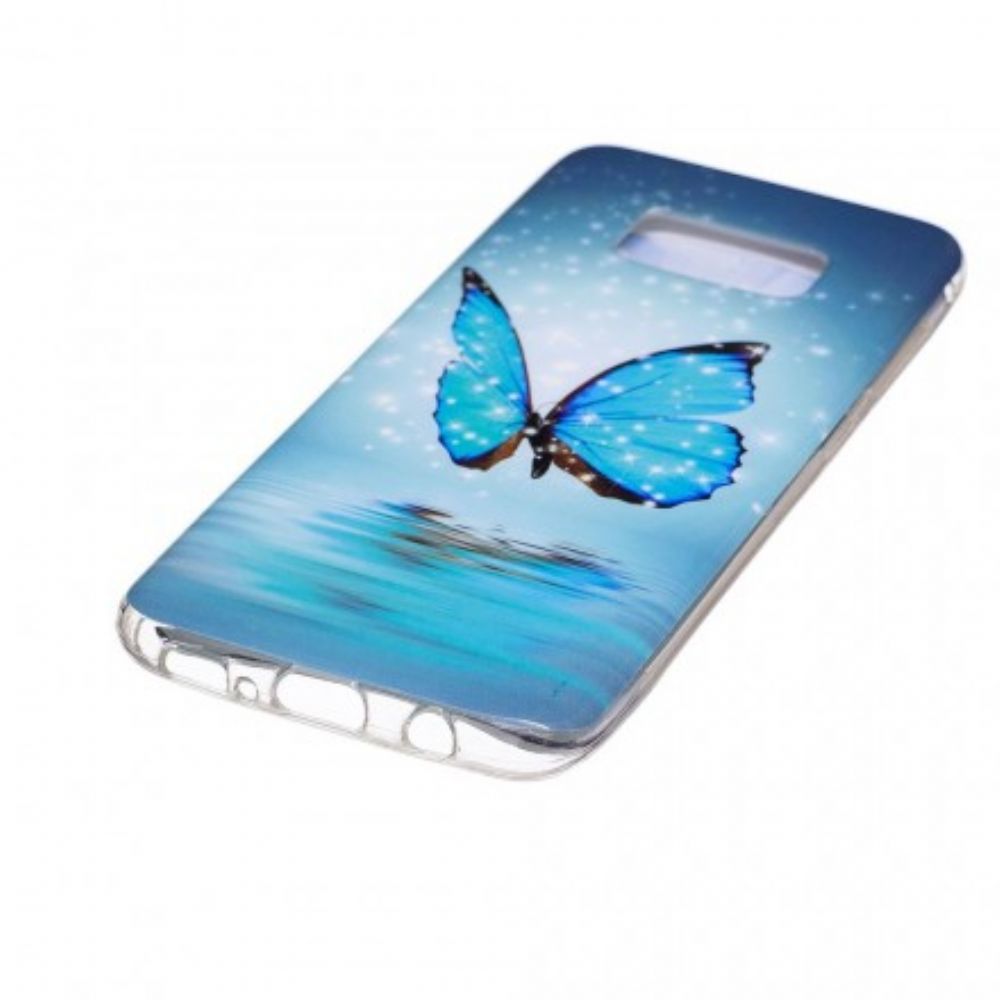 Hoesje voor Samsung Galaxy S8 Fluorescerende Blauwe Vlinder